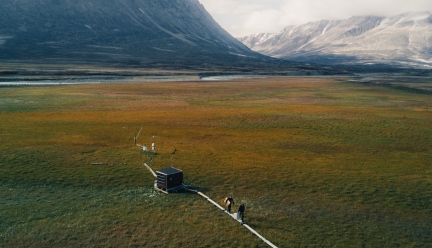 aerial view of Zackenberg Fen research station in Greenland
